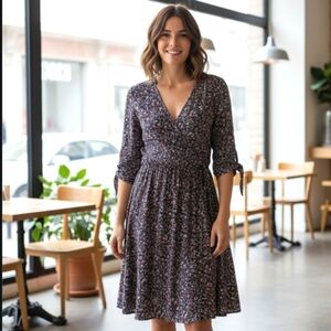 Gap Floral Belted Wrap Dress